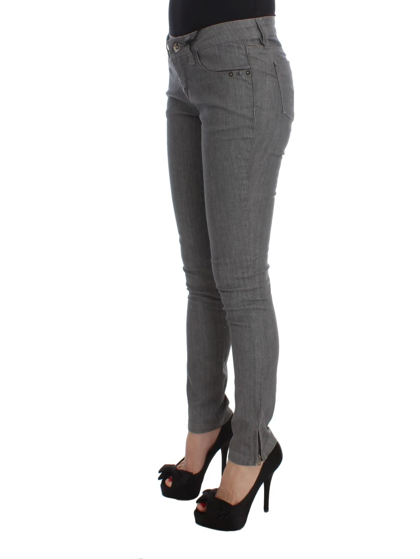 Gray Cotton Blend Slim Fit Jeans