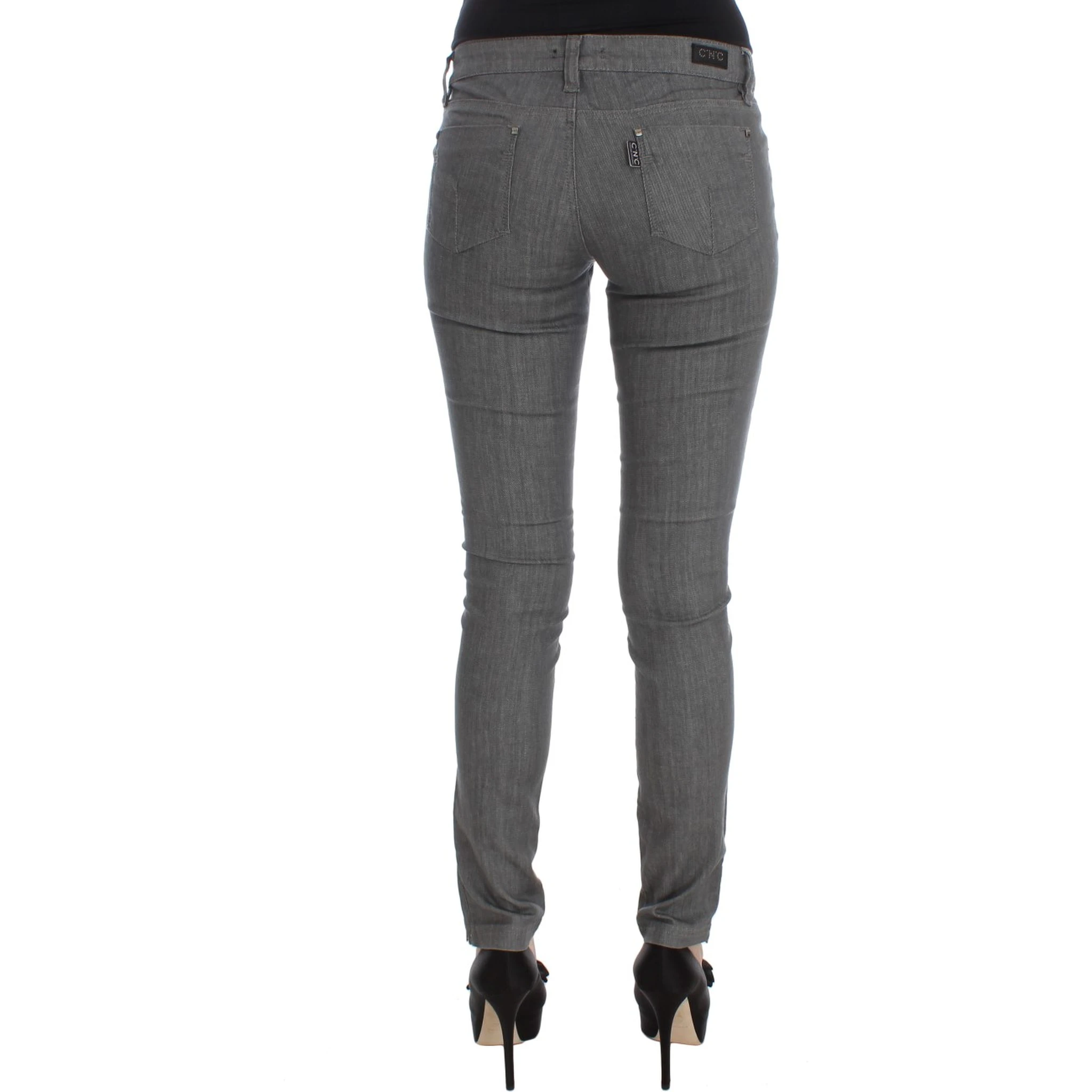 Gray Cotton Blend Slim Fit Jeans
