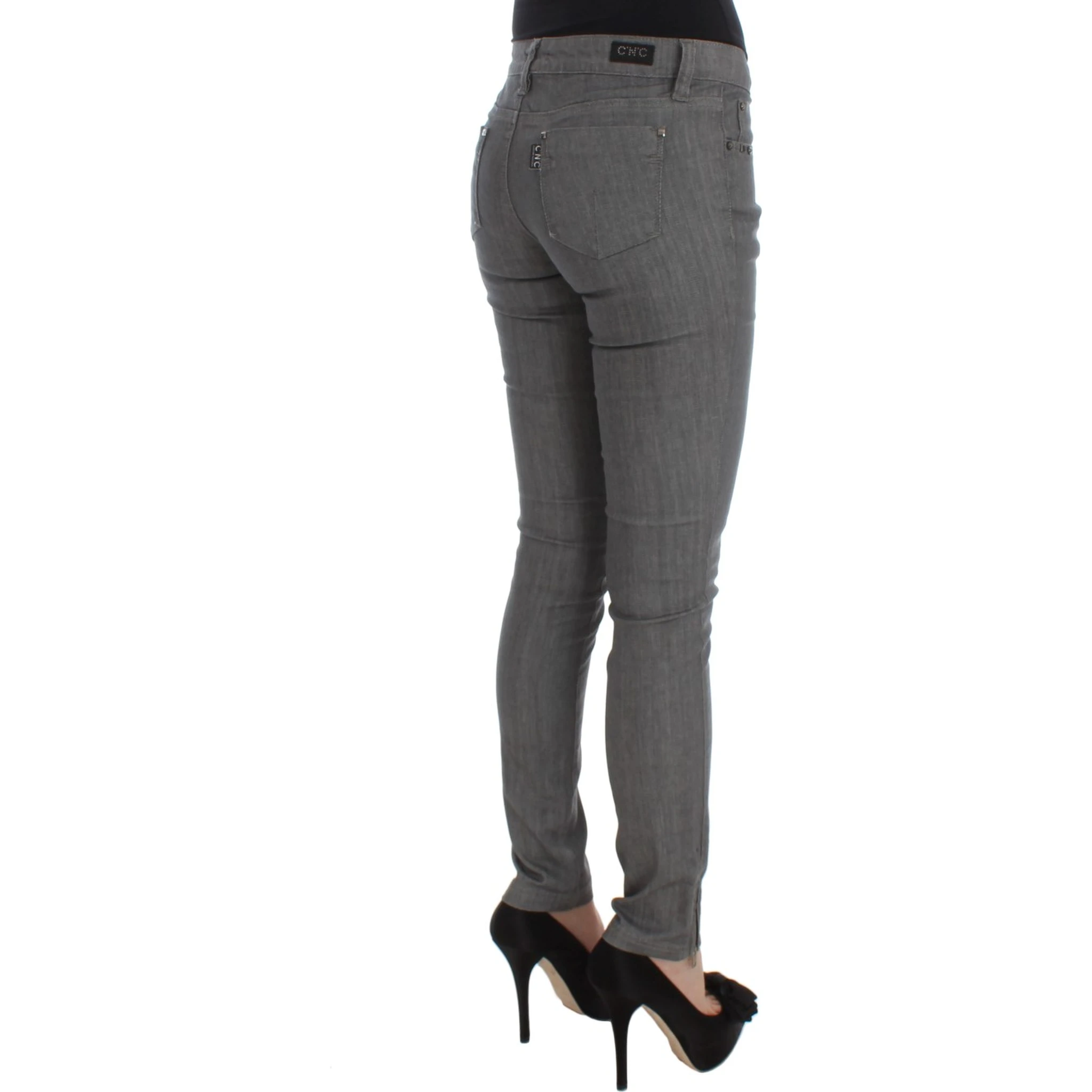 Gray Cotton Blend Slim Fit Jeans