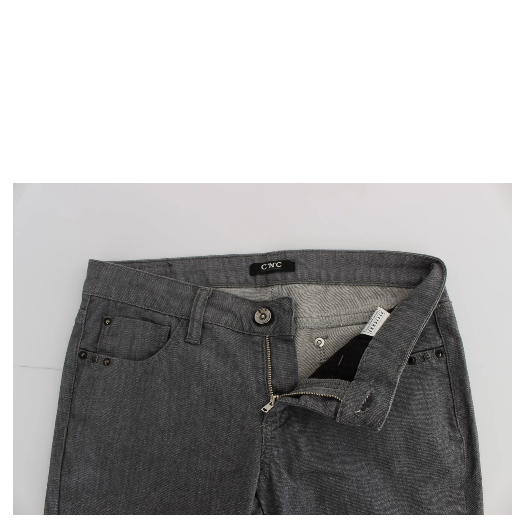 Gray Cotton Blend Slim Fit Jeans