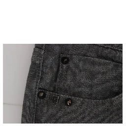 Gray Cotton Blend Slim Fit Jeans