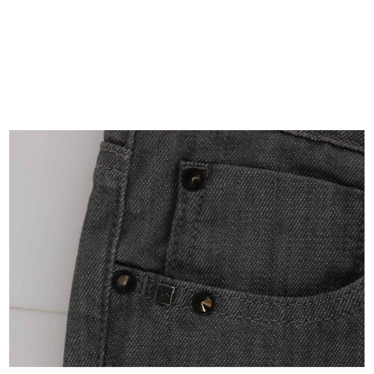 Gray Cotton Blend Slim Fit Jeans
