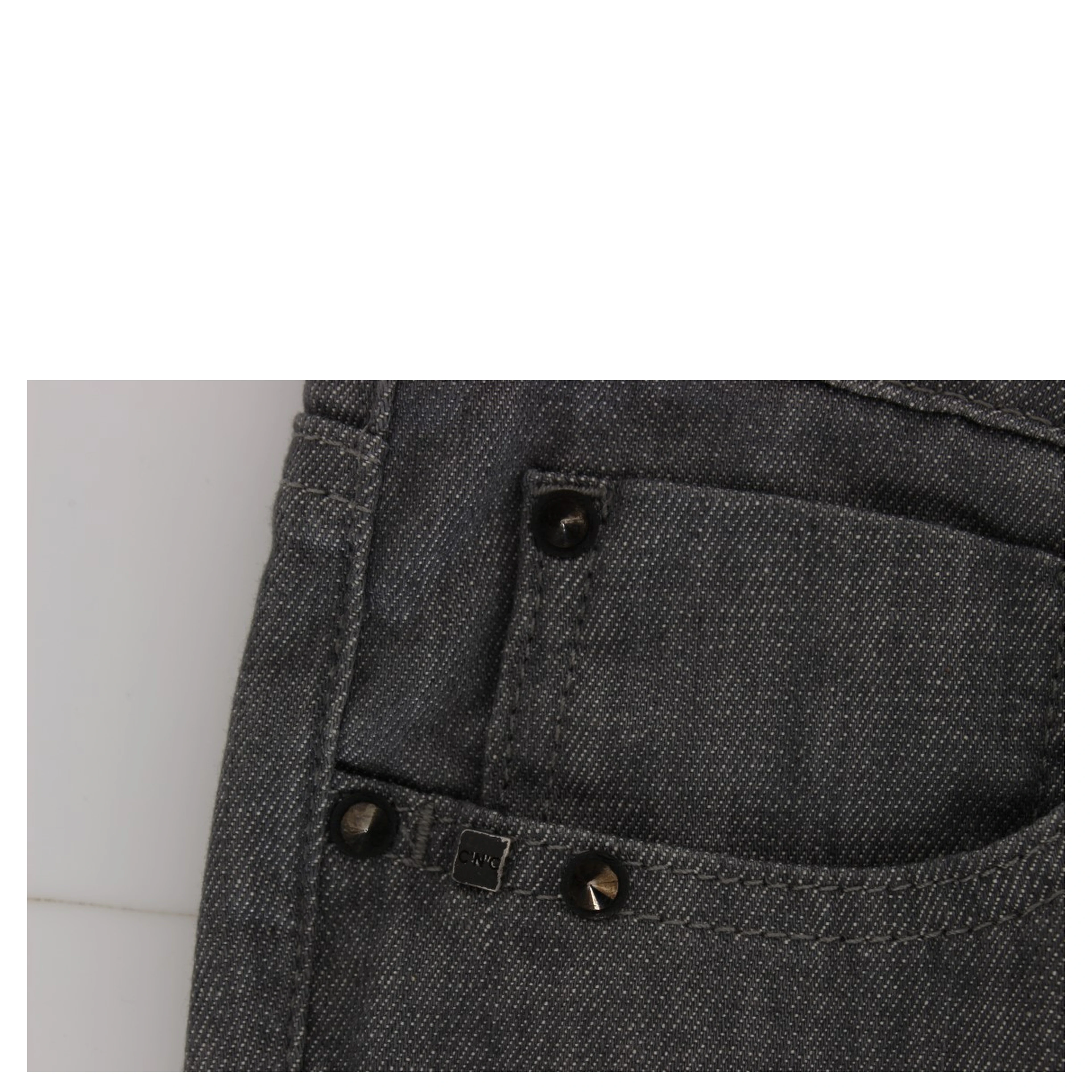 Gray Cotton Blend Slim Fit Jeans