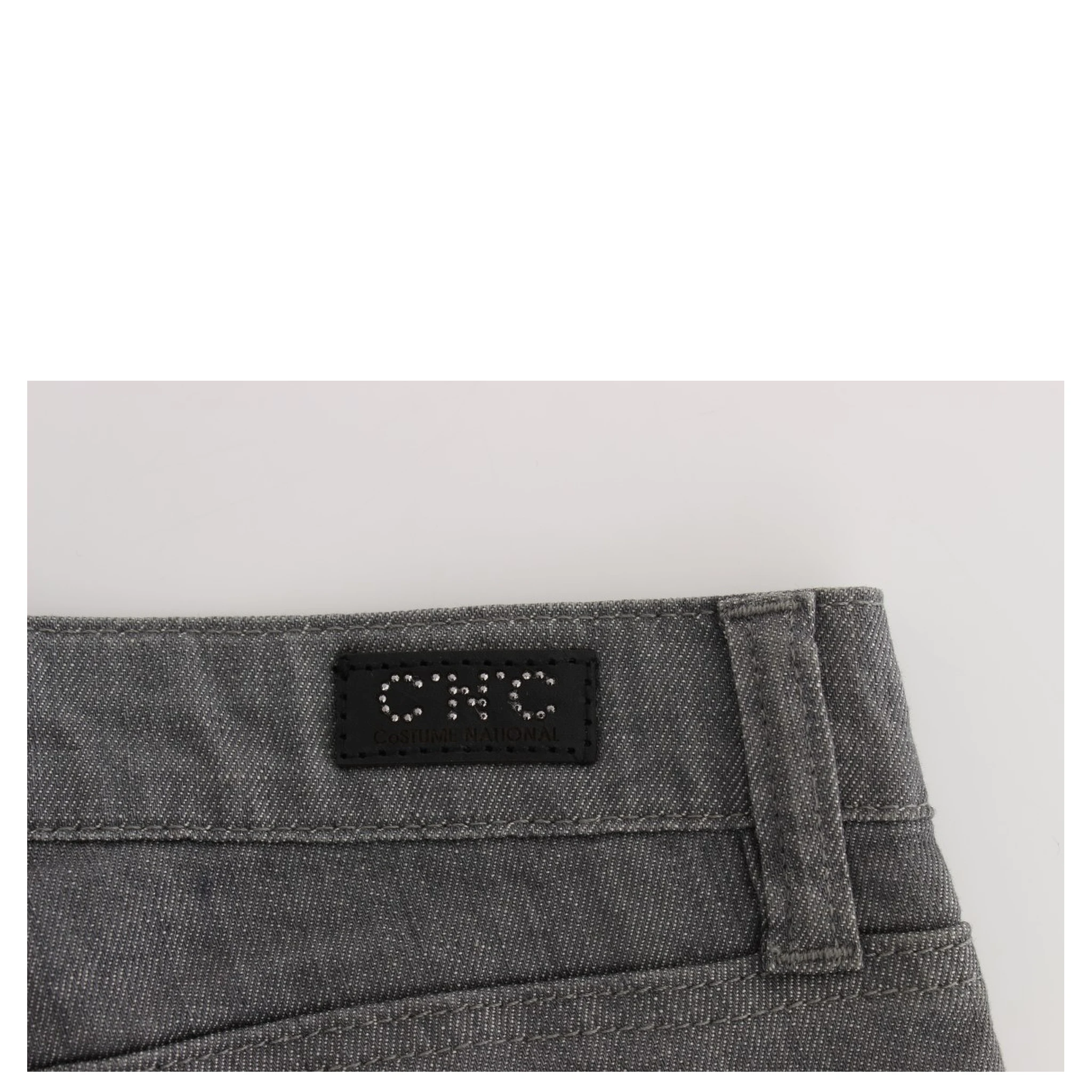 Gray Cotton Blend Slim Fit Jeans