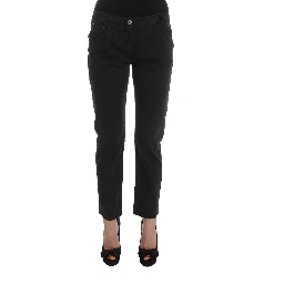 Black Cotton Capri Cropped Denim Jeans