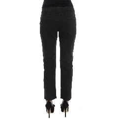 Black Cotton Capri Cropped Denim Jeans