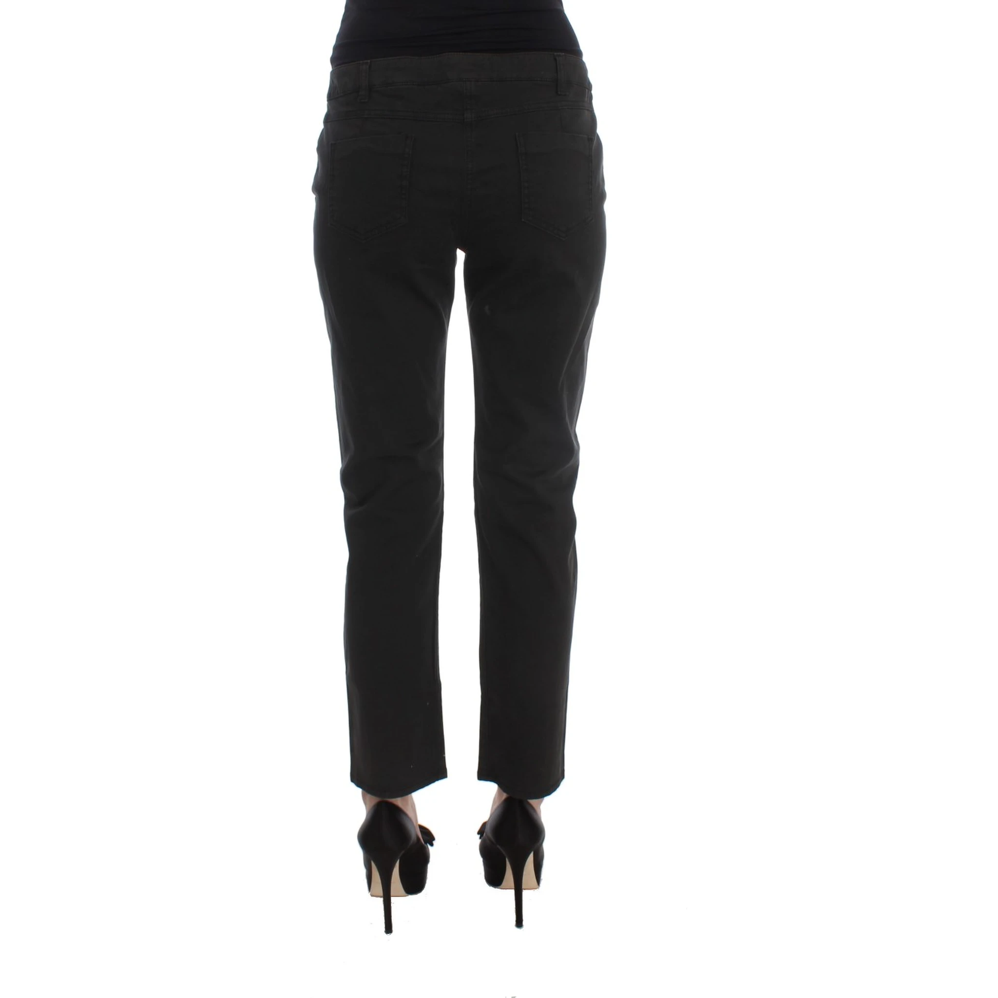 Black Cotton Capri Cropped Denim Jeans
