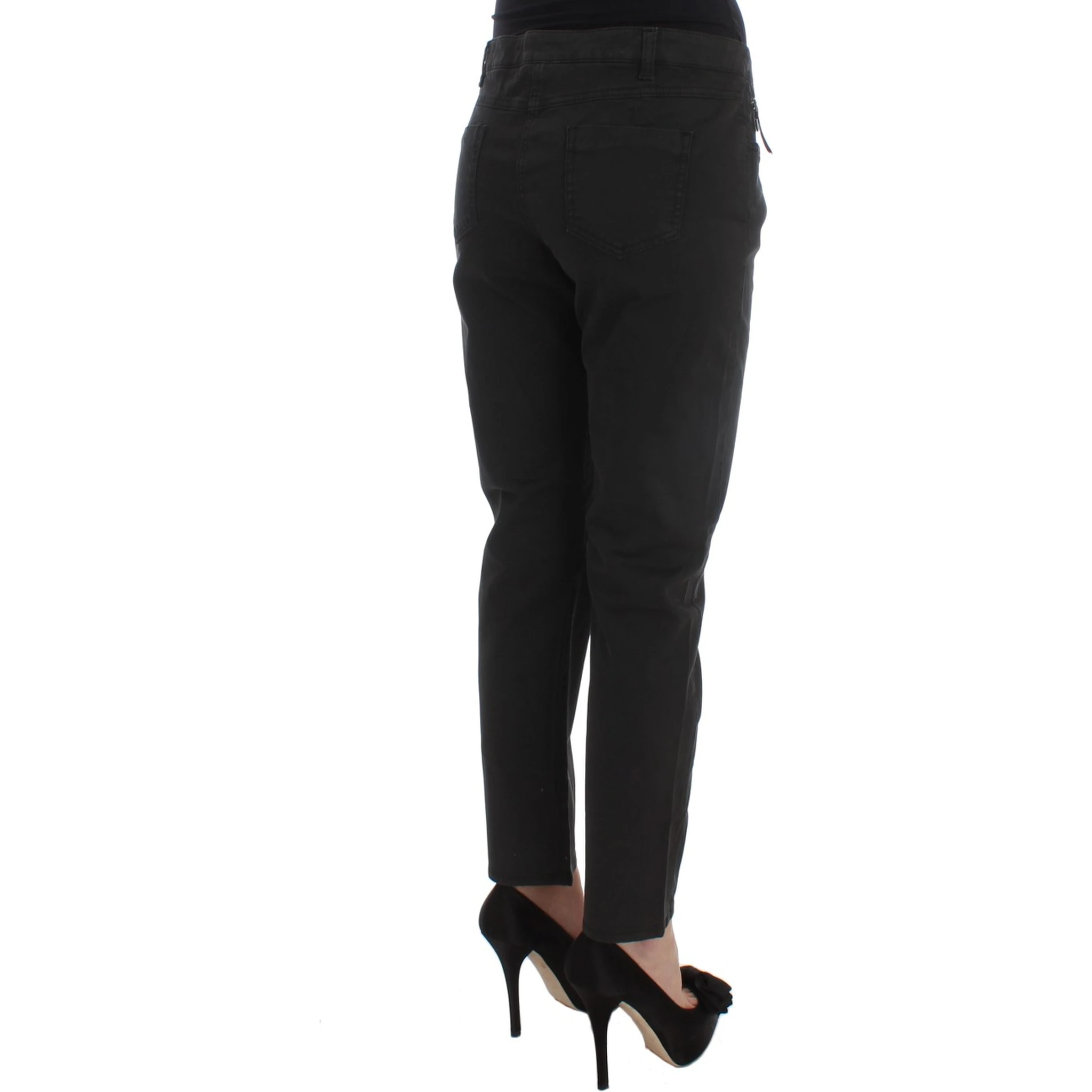 Black Cotton Capri Cropped Denim Jeans