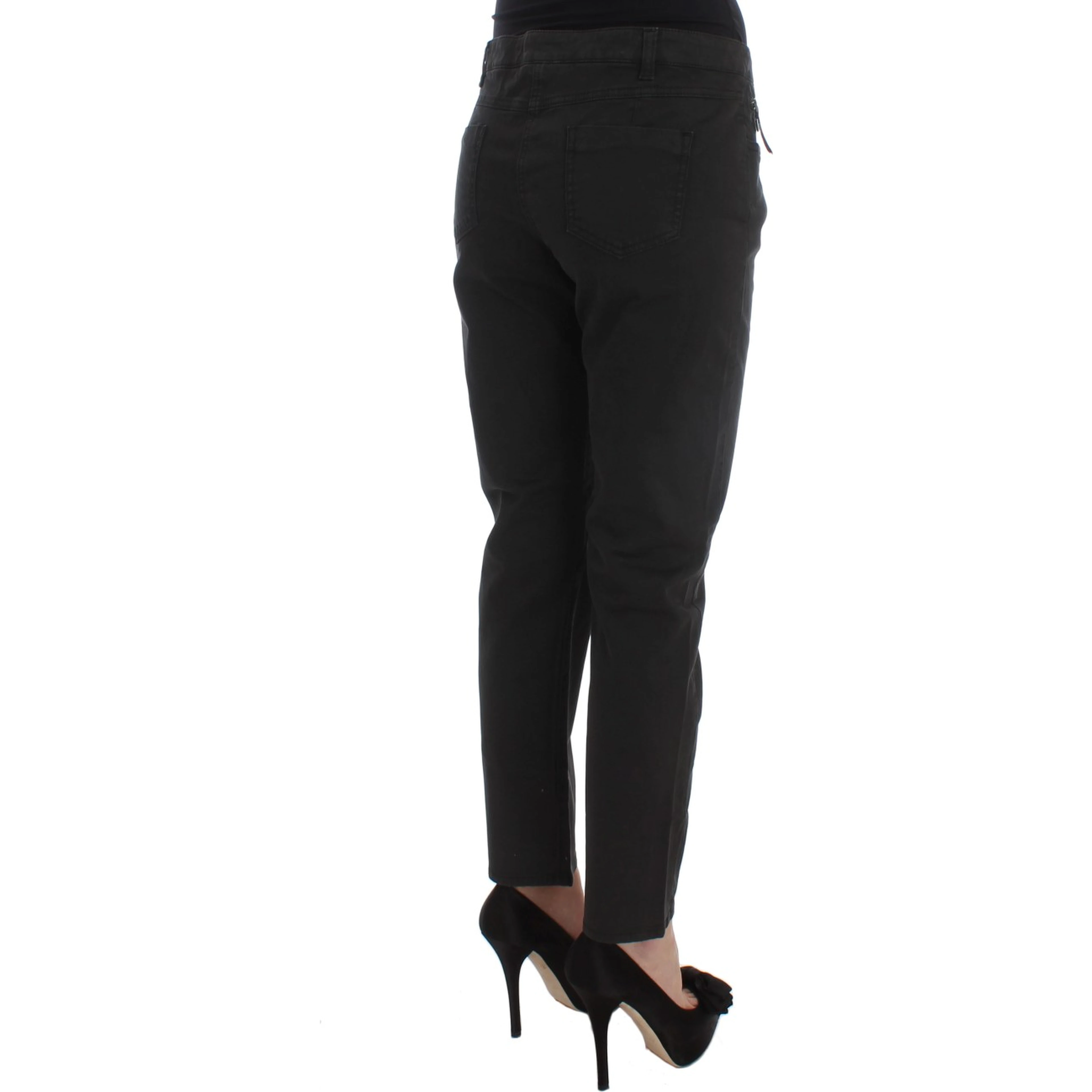Black Cotton Capri Cropped Denim Jeans