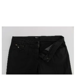 Black Cotton Capri Cropped Denim Jeans