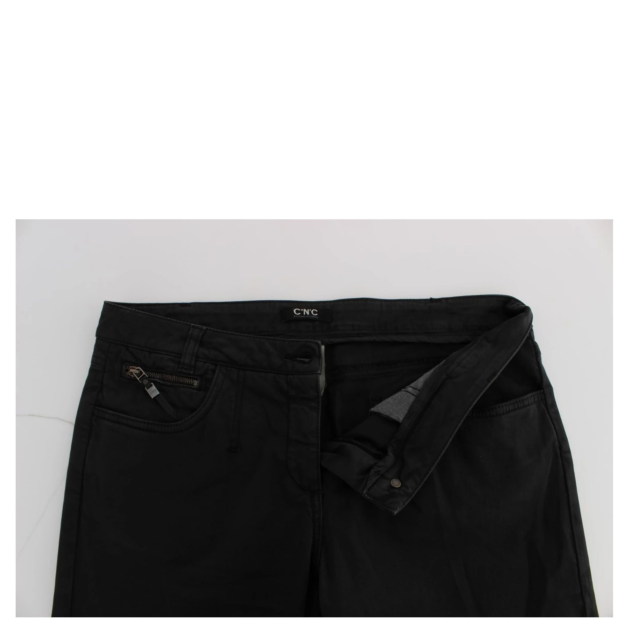 Black Cotton Capri Cropped Denim Jeans