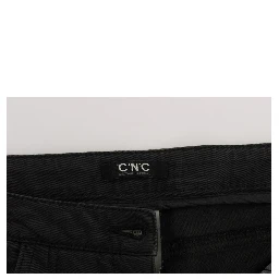 Black Cotton Capri Cropped Denim Jeans