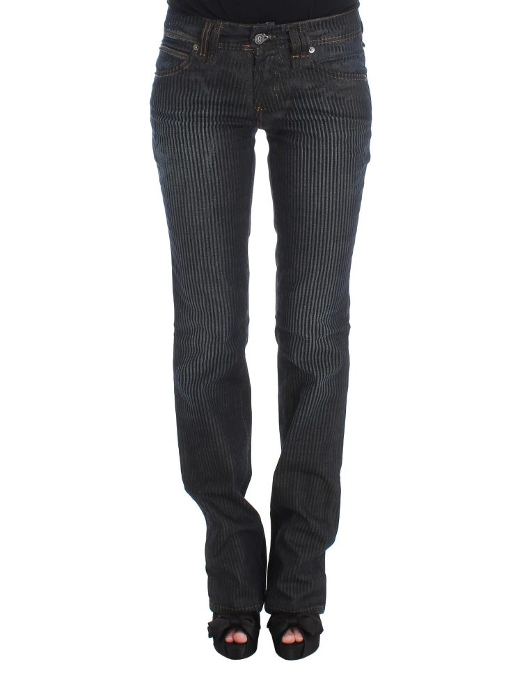 Blue Wash Cotton Blend Slim Fit Bootcut Jeans
