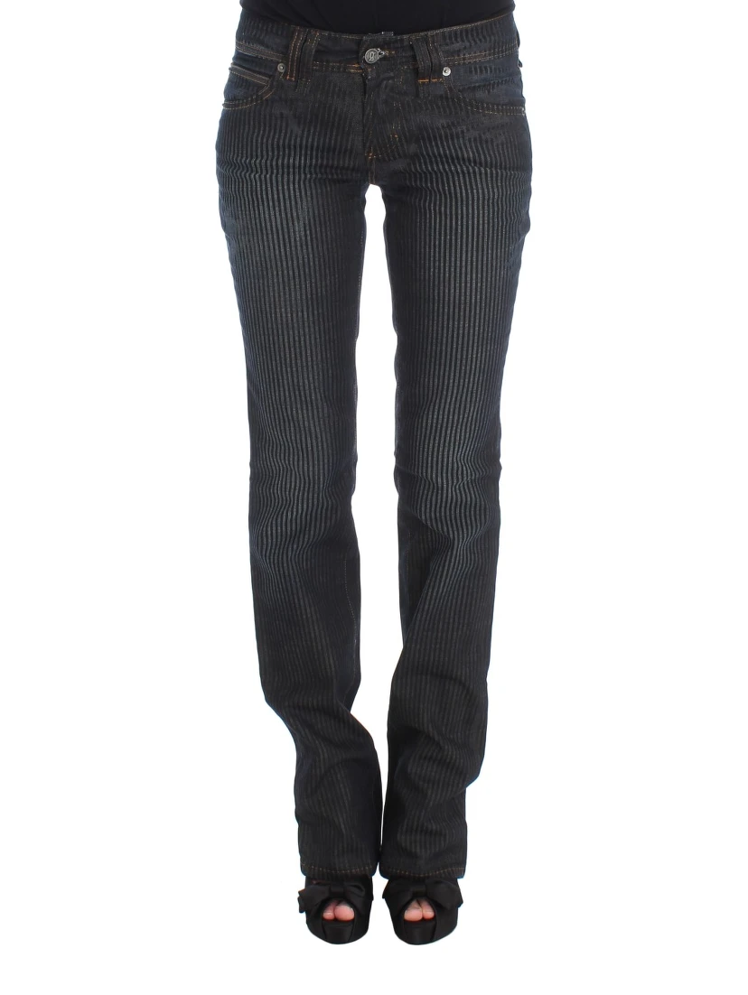 Blue Wash Cotton Blend Slim Fit Bootcut Jeans