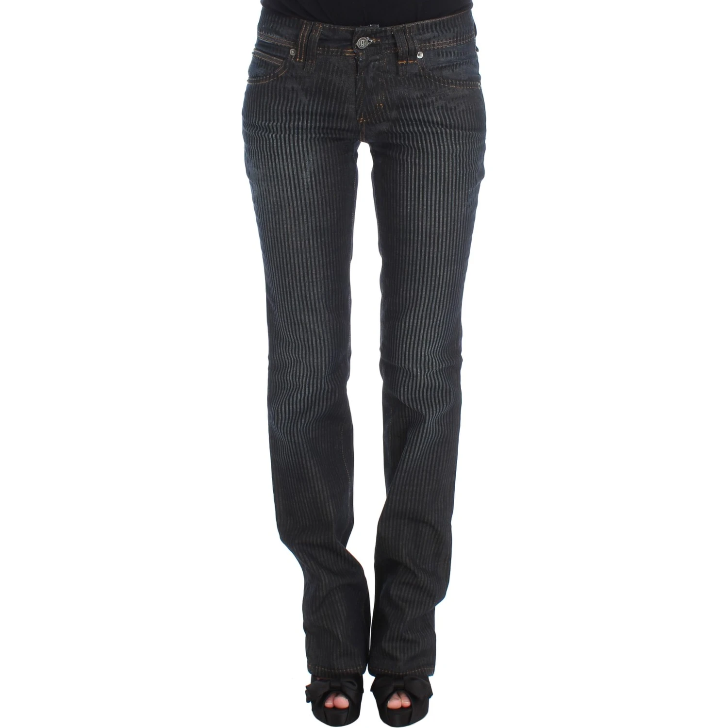 Blue Wash Cotton Blend Slim Fit Bootcut Jeans