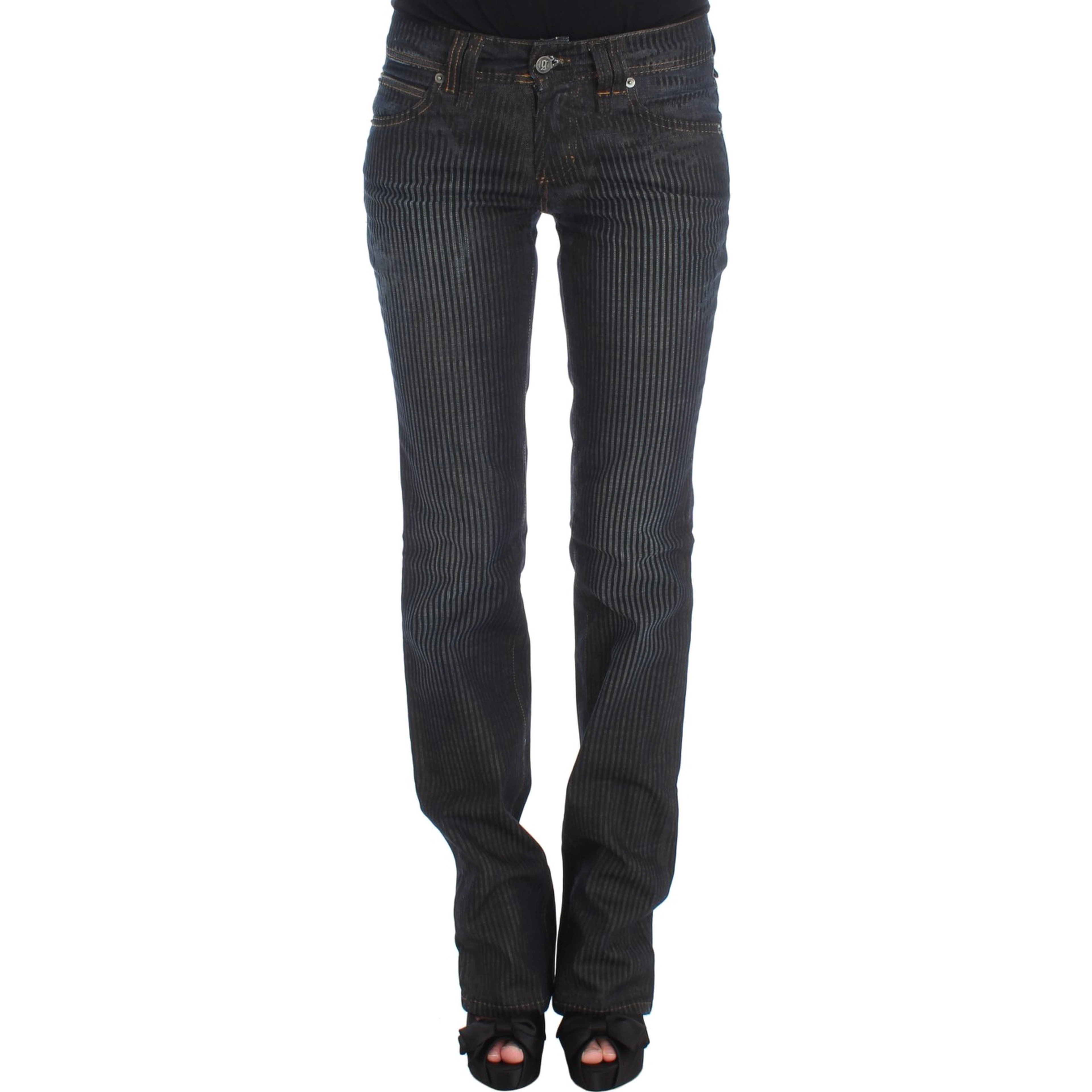 Blue Wash Cotton Blend Slim Fit Bootcut Jeans