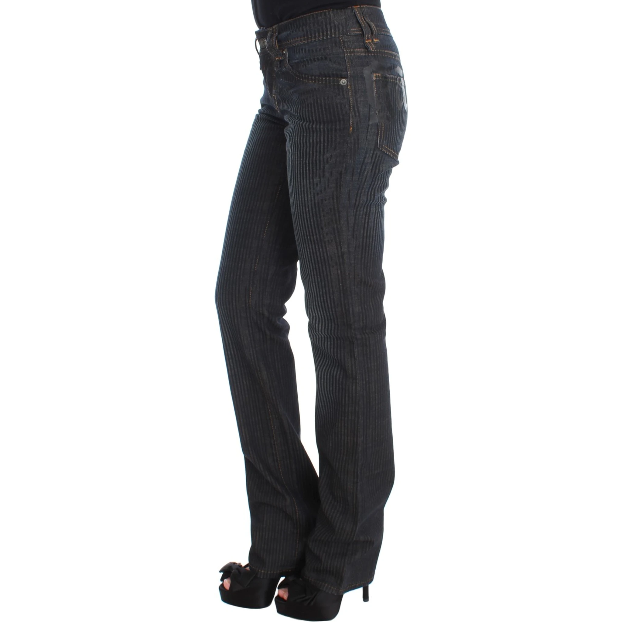Blue Wash Cotton Blend Slim Fit Bootcut Jeans