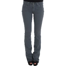 Blue Cotton Blend Slim Fit Bootcut Jeans