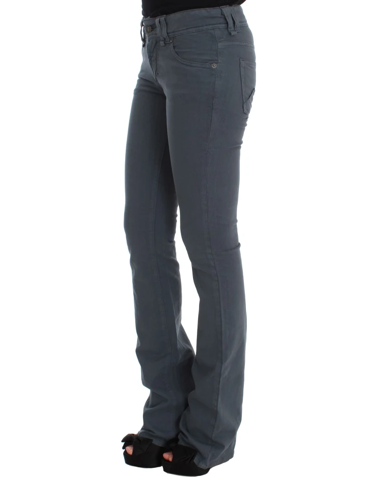Blue Cotton Blend Slim Fit Bootcut Jeans alternative