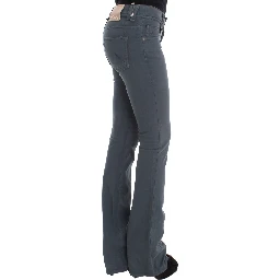 Blue Cotton Blend Slim Fit Bootcut Jeans