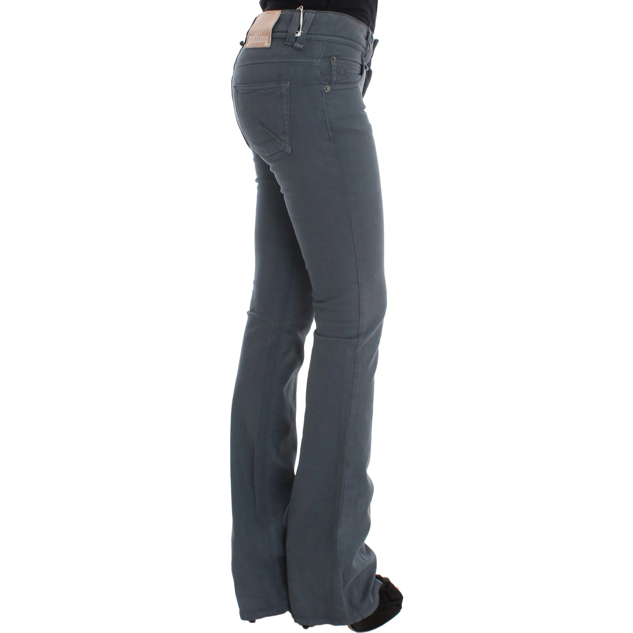 Blue Cotton Blend Slim Fit Bootcut Jeans
