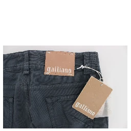 Blue Cotton Blend Slim Fit Bootcut Jeans