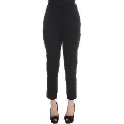 Black Cotton Blend Capri Cropped Pants