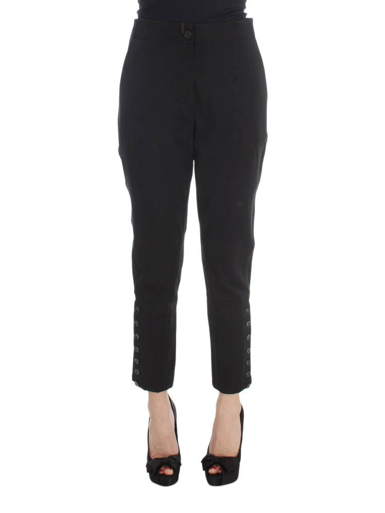 Black Cotton Blend Capri Cropped Pants
