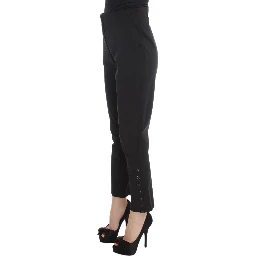 Black Cotton Blend Capri Cropped Pants
