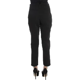 Black Cotton Blend Capri Cropped Pants