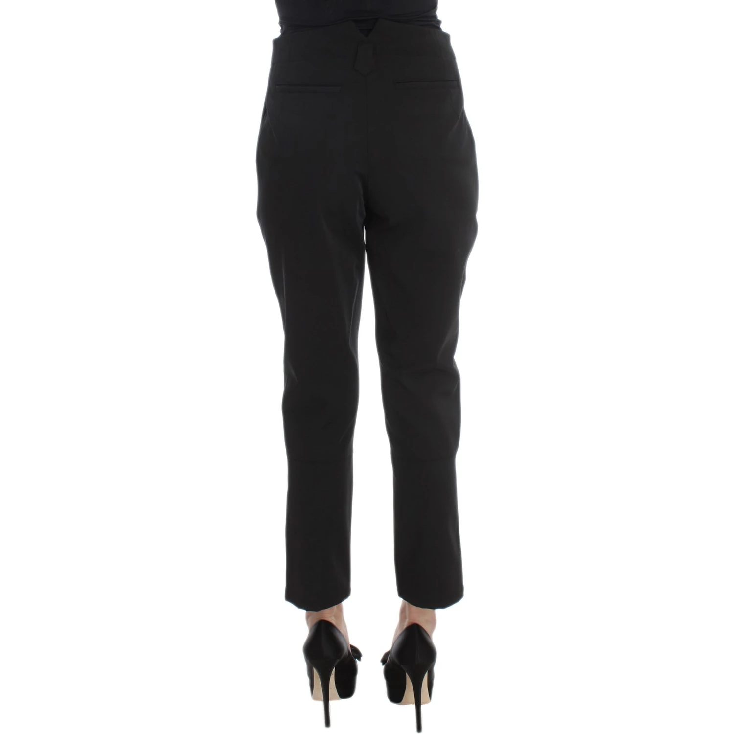Black Cotton Blend Capri Cropped Pants