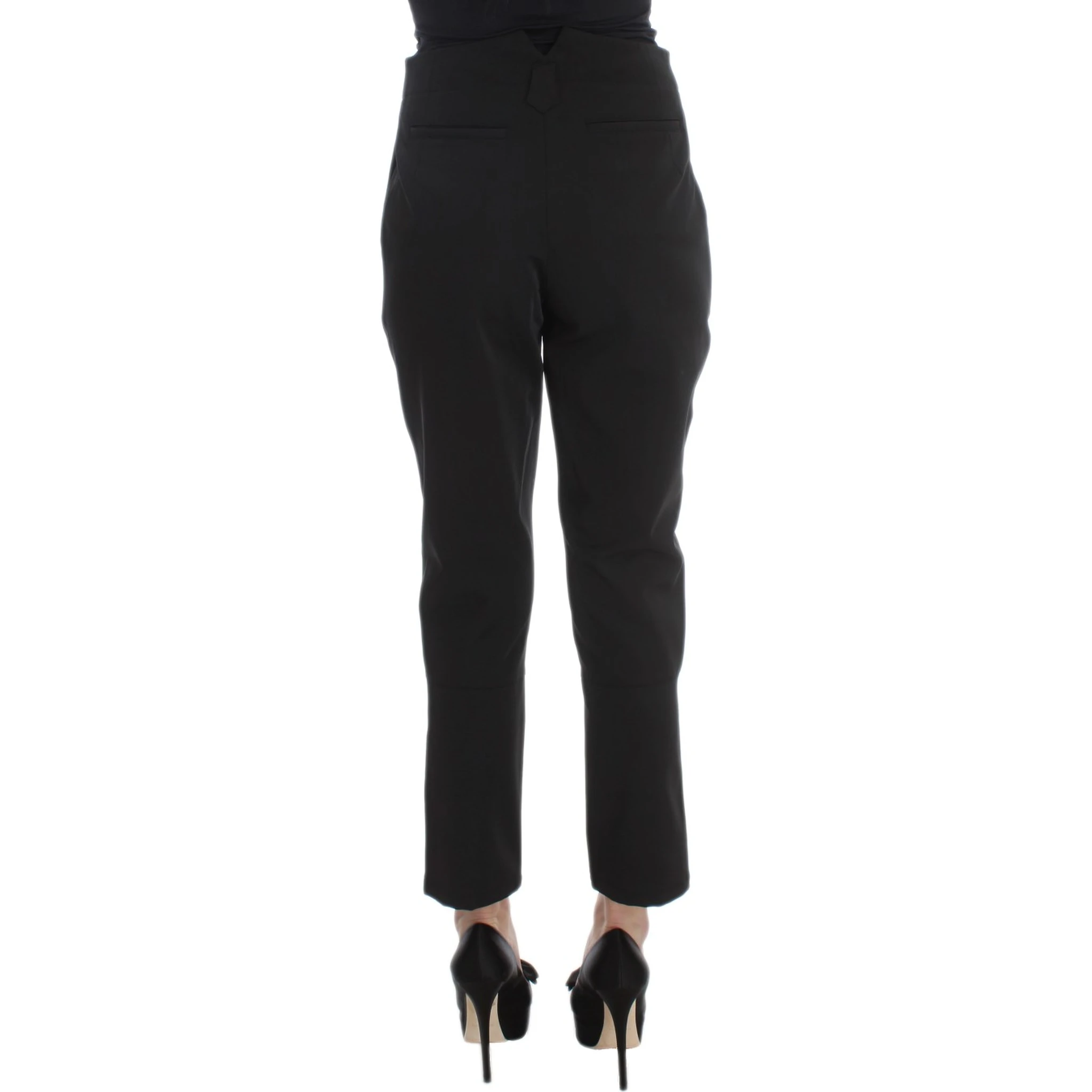 Black Cotton Blend Capri Cropped Pants