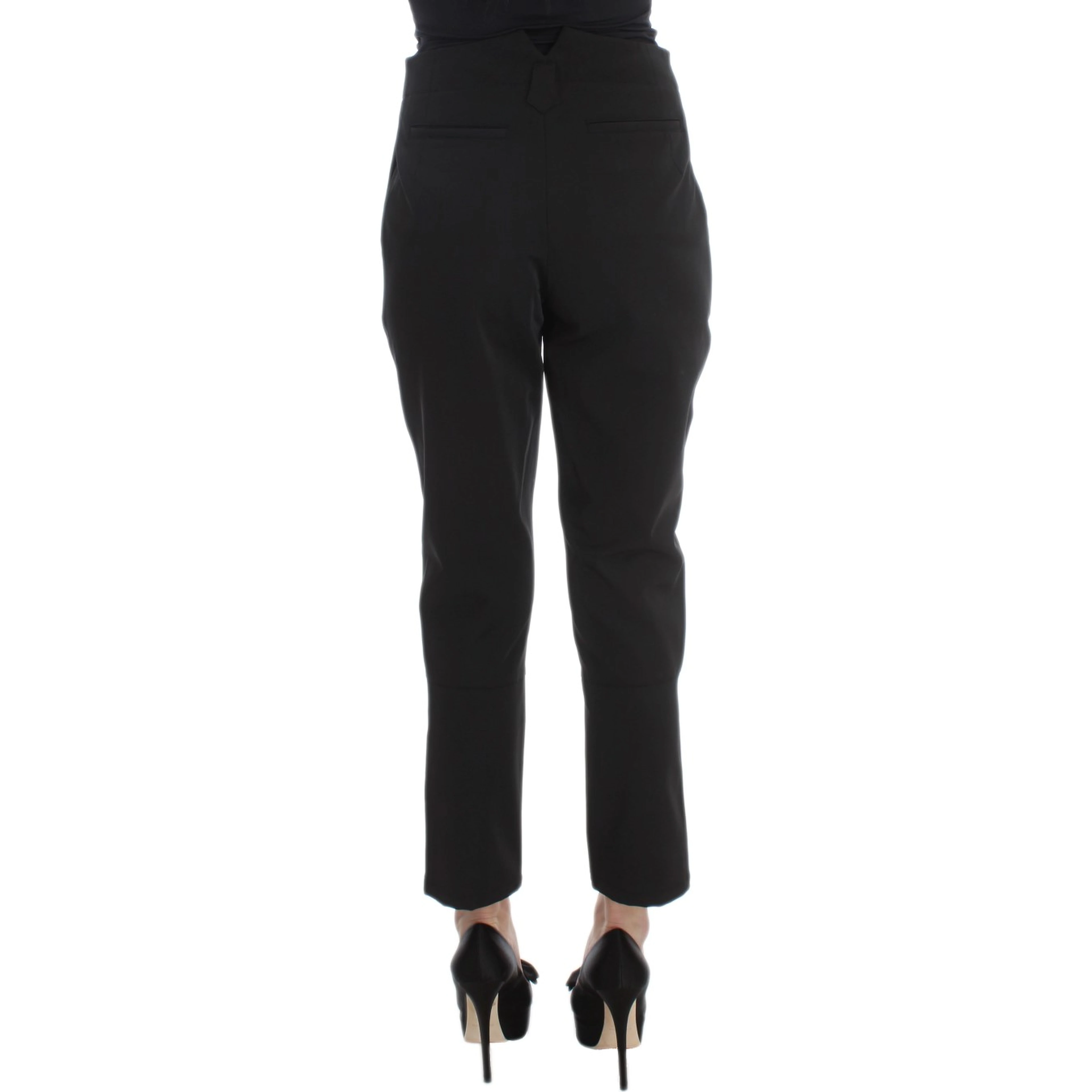 Black Cotton Blend Capri Cropped Pants