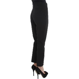 Black Cotton Blend Capri Cropped Pants