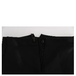 Black Cotton Blend Capri Cropped Pants