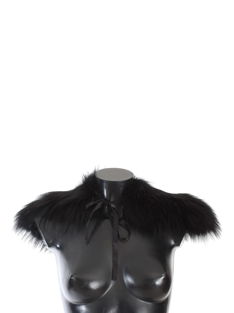 Black Fox Fur Collar Scarf