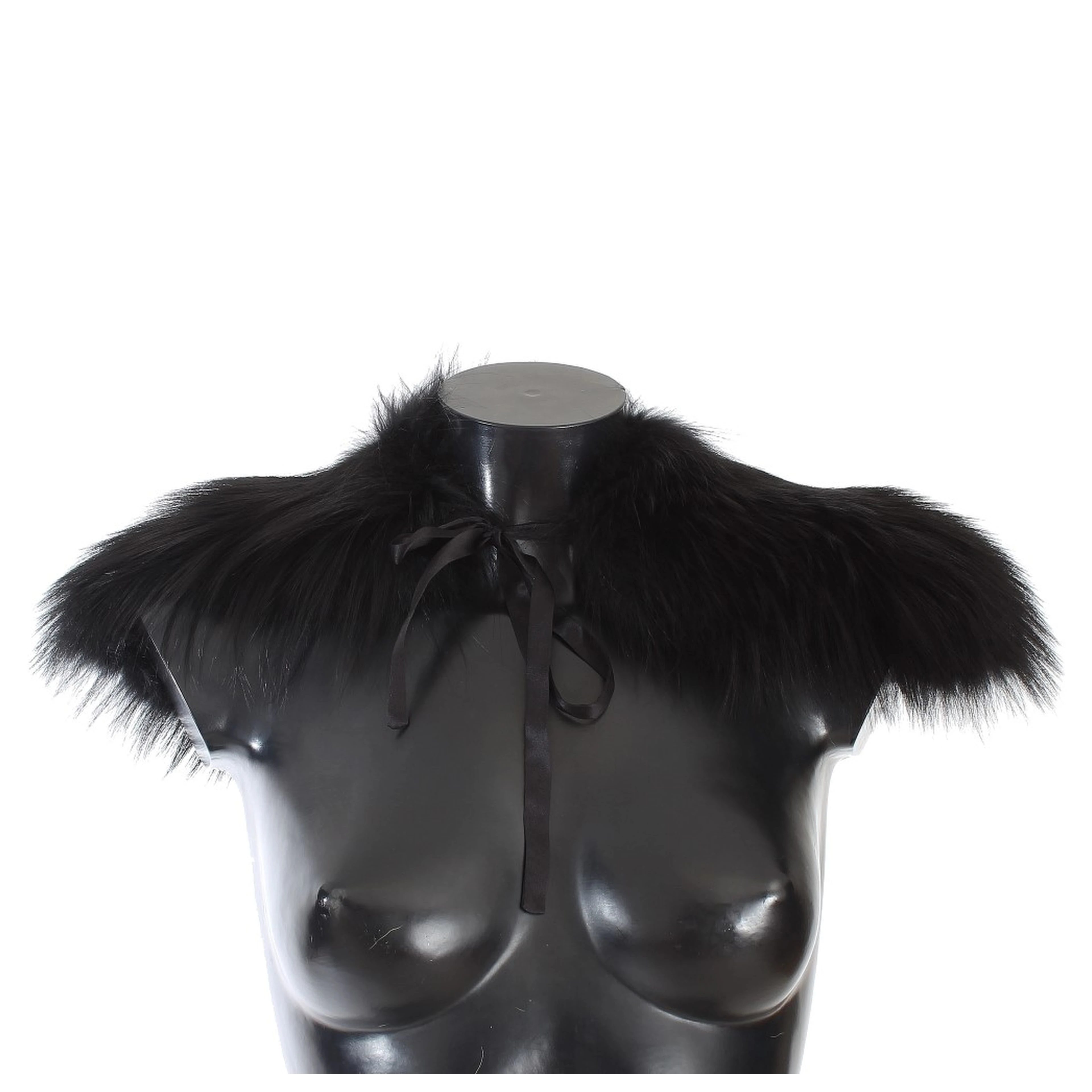 Black Fox Fur Collar Scarf