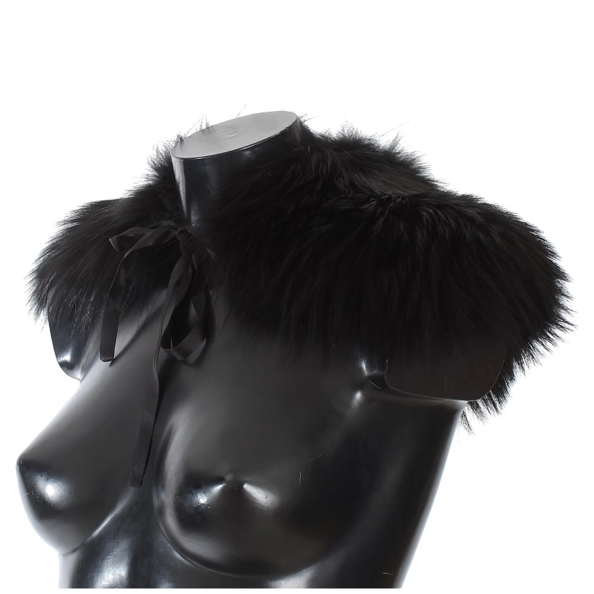 Black Fox Fur Collar Scarf
