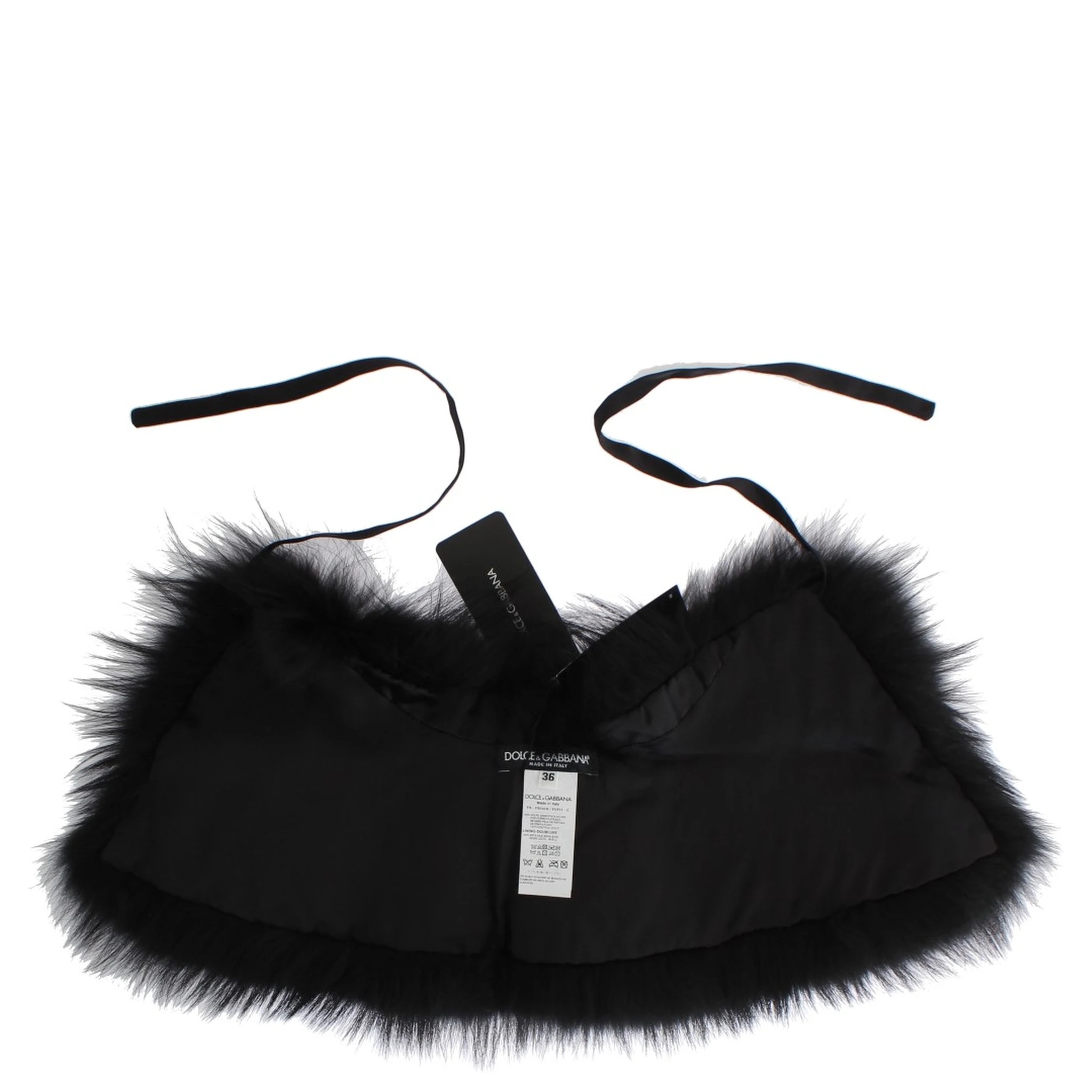 Black Fox Fur Collar Scarf