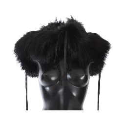 Black Fox Fur Shoulder Wrap Cover Collar Scarf