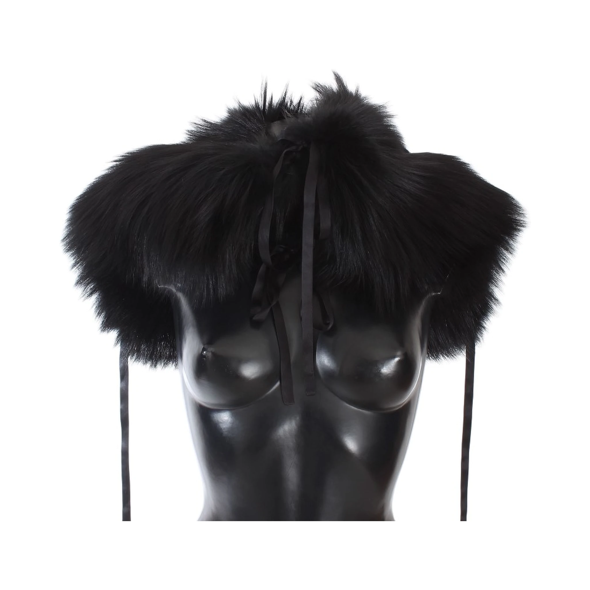 Black Fox Fur Shoulder Wrap Cover Collar Scarf