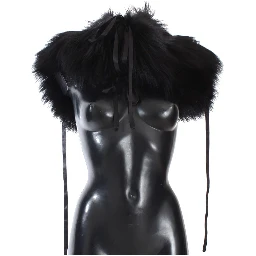 Black Fox Fur Shoulder Wrap Cover Collar Scarf