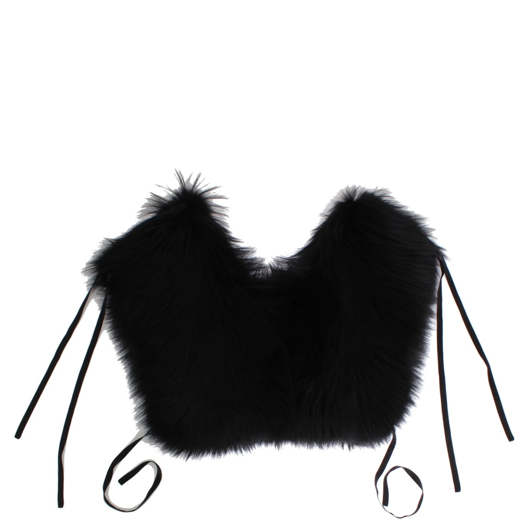 Black Fox Fur Shoulder Wrap Cover Collar Scarf