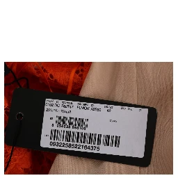 Orange Floral Ricamo Sheath Long Dress