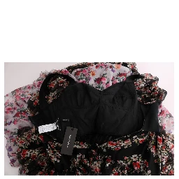 Multicolor Silk Stretch Floral Shift Long Dress