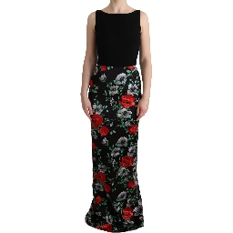 Multicolor Floral Print Stretch Sheath Long Dress