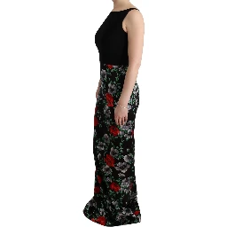 Multicolor Floral Print Stretch Sheath Long Dress