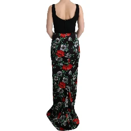 Multicolor Floral Print Stretch Sheath Long Dress