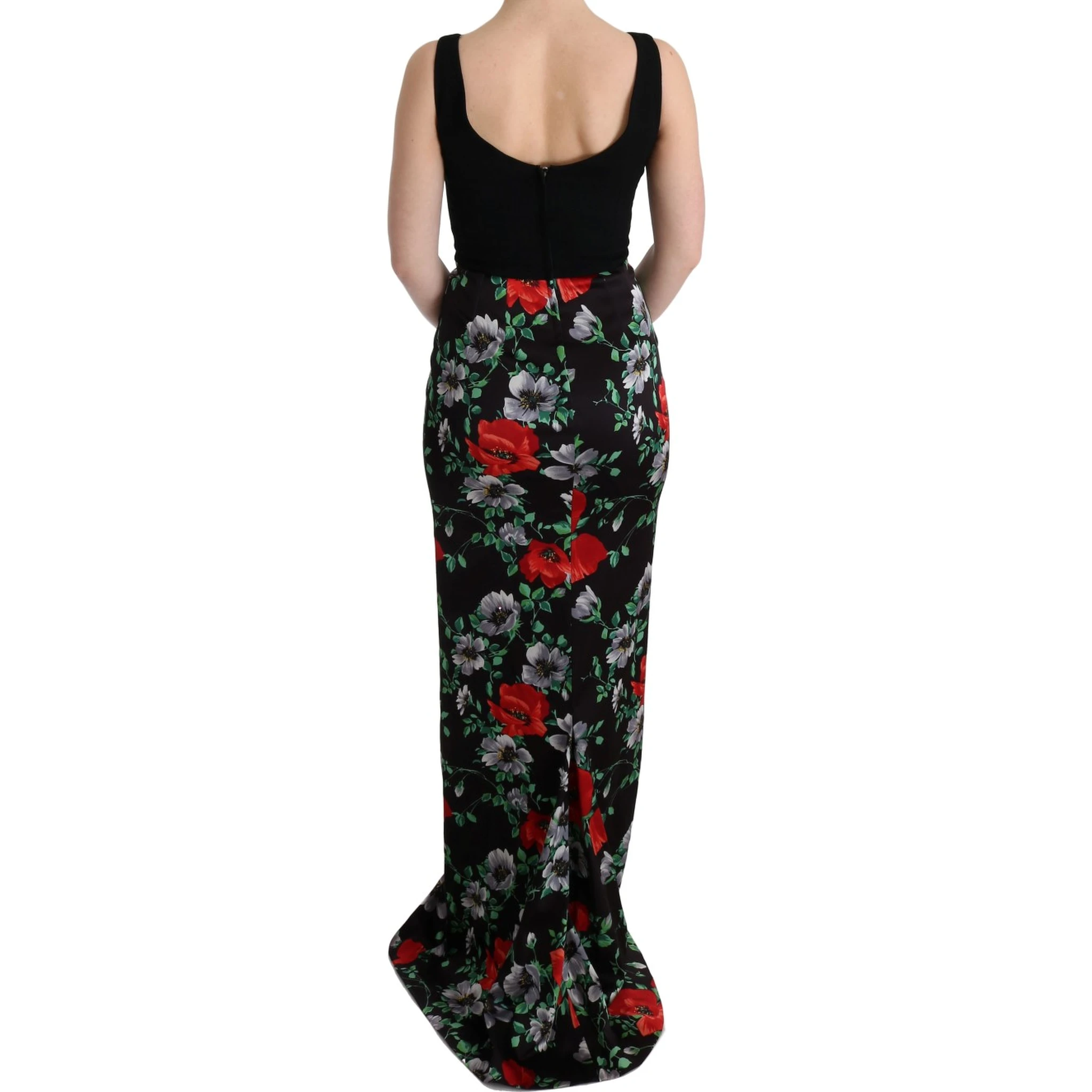 Multicolor Floral Print Stretch Sheath Long Dress