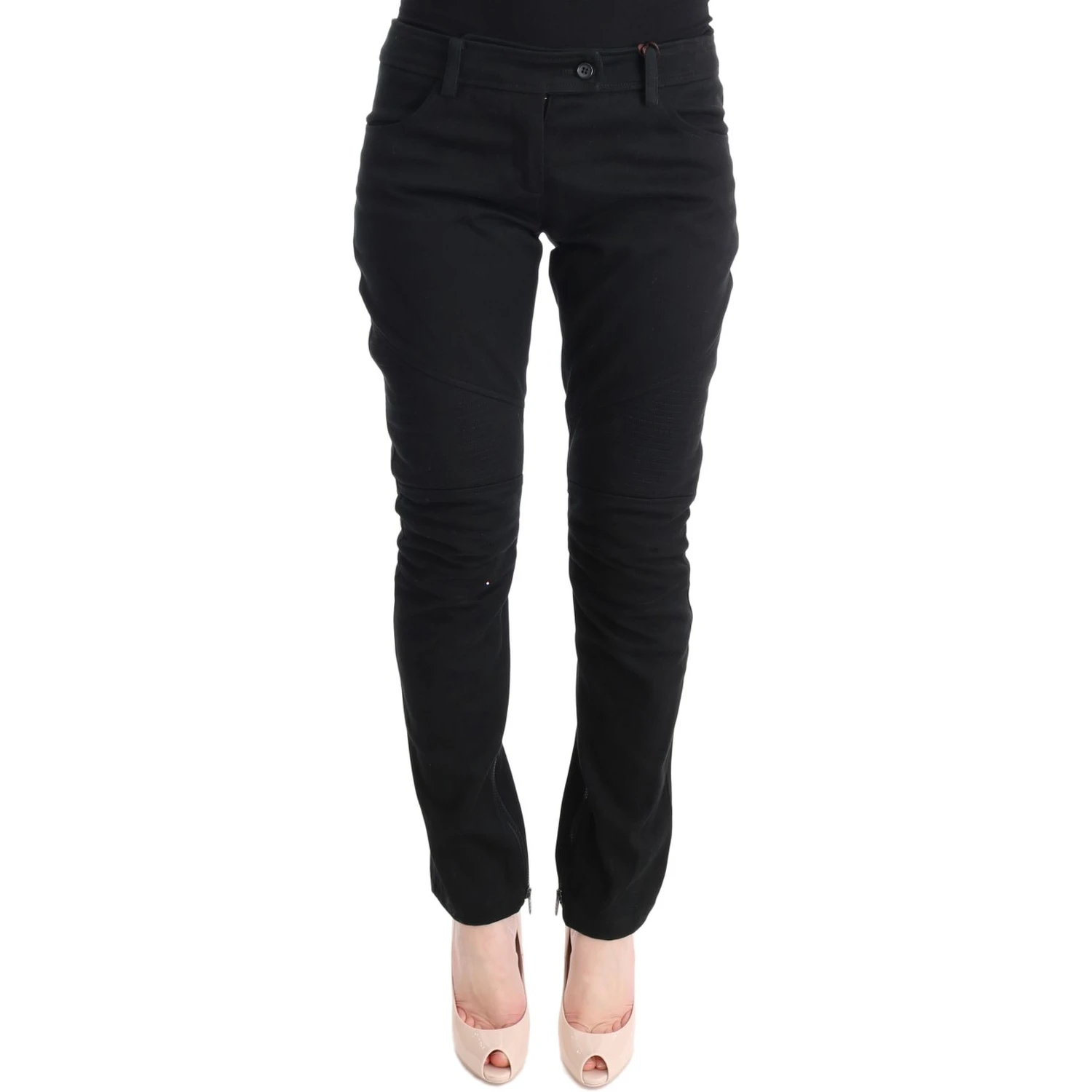 Black Cotton Slim Fit Casual Pants
